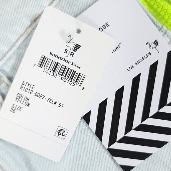 Free People x Sandrine Rose Distressed Denim Shorts with Yellow Zippers - Picture 12 of 14